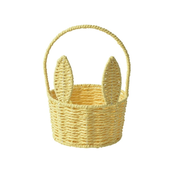Huevos de Pascua Llenos para Niños Tejidos Conejo Cesta Hierro 21x12.5x8.5cm / 8.27x4.92x3.35In Orejas Largas Tote para Huevos Almacenamiento Cesta de Regalo de Pascua para Niños