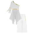 thumbnail image 3 of TTAO Robe de Danse à Manches Évasées avec Paillettes pour Femmes, Pantalon Grand, Blanc m, 3 of 5