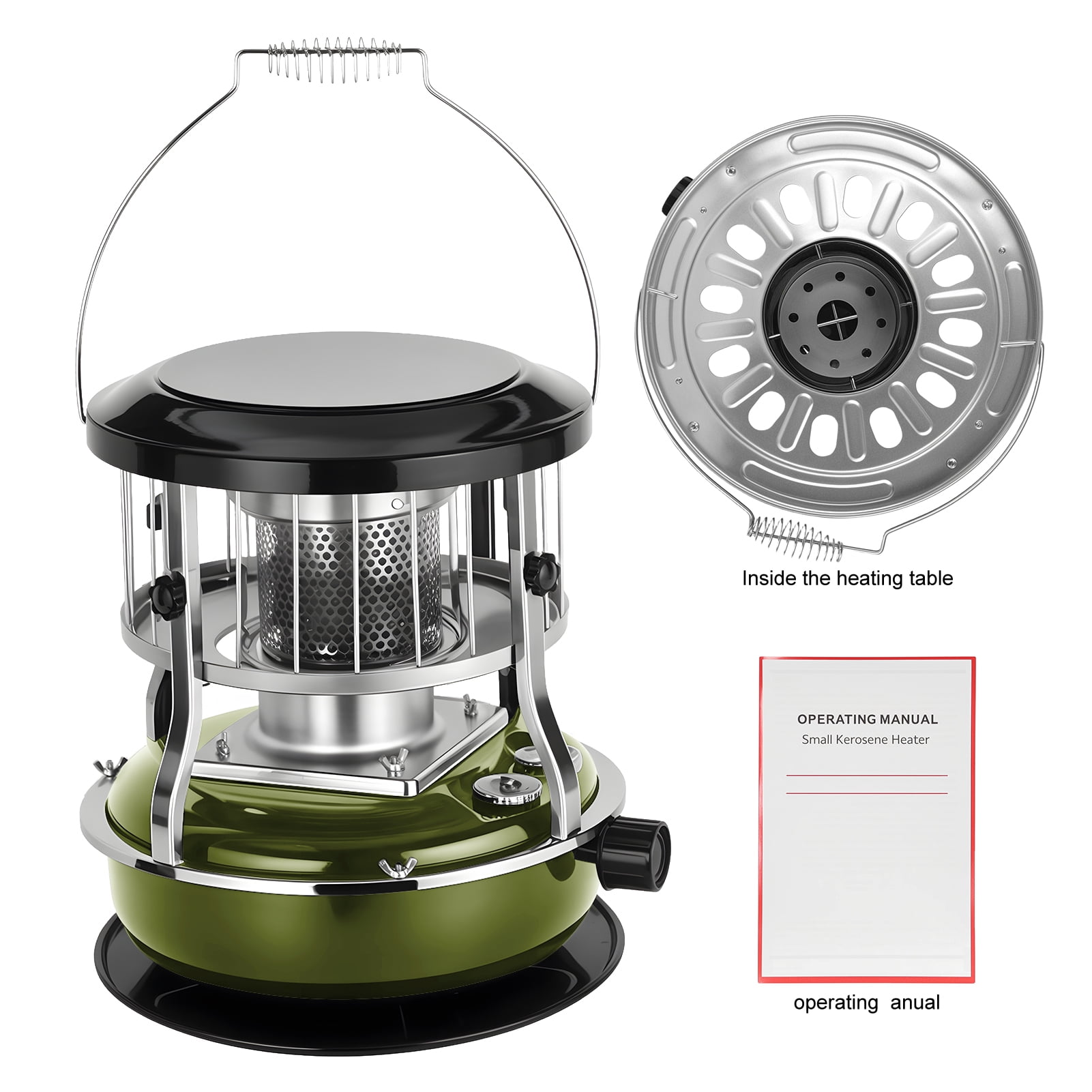 2-in-1 Kerosene Heater & Stove 9000 BTU, Portable Non-Electric Indoor/Outdoor Radiant Heater for Camping, Cooking, Emergency Heat