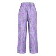 thumbnail image 3 of Fancifize Women Printed Beach Pants Straight Leg Tropical Vacation Pants UPF 50+ Sun Protection Lightweight Trousers S,Purple, 3 of 5