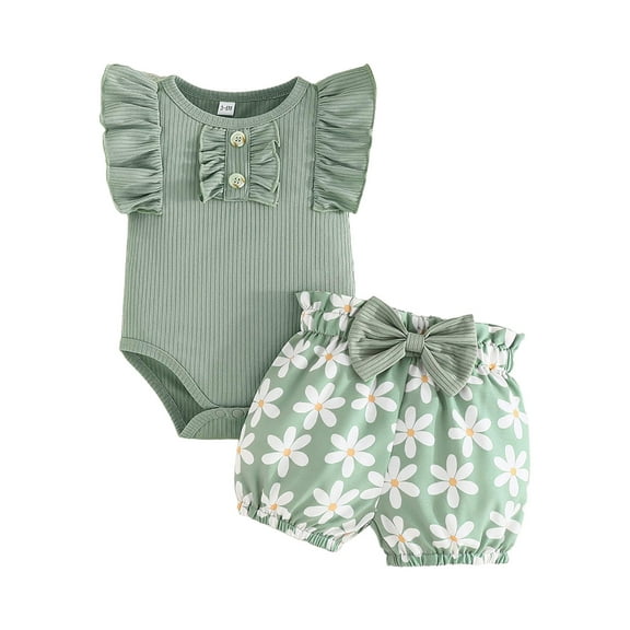 GXWEA 9-12 Month Girl Clothes 5T Outfits For Girls Toddler Girl Clothes Summer Outfits Cute Baby Short Sleeve T-Shirt Shorts Printed