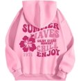 thumbnail image 4 of Pink Graphic Hoodie For Women 2024 Cute Preppy Sweatshirt Long Sleeve Drawstring Pullover Tops With Pockets, 4 of 5