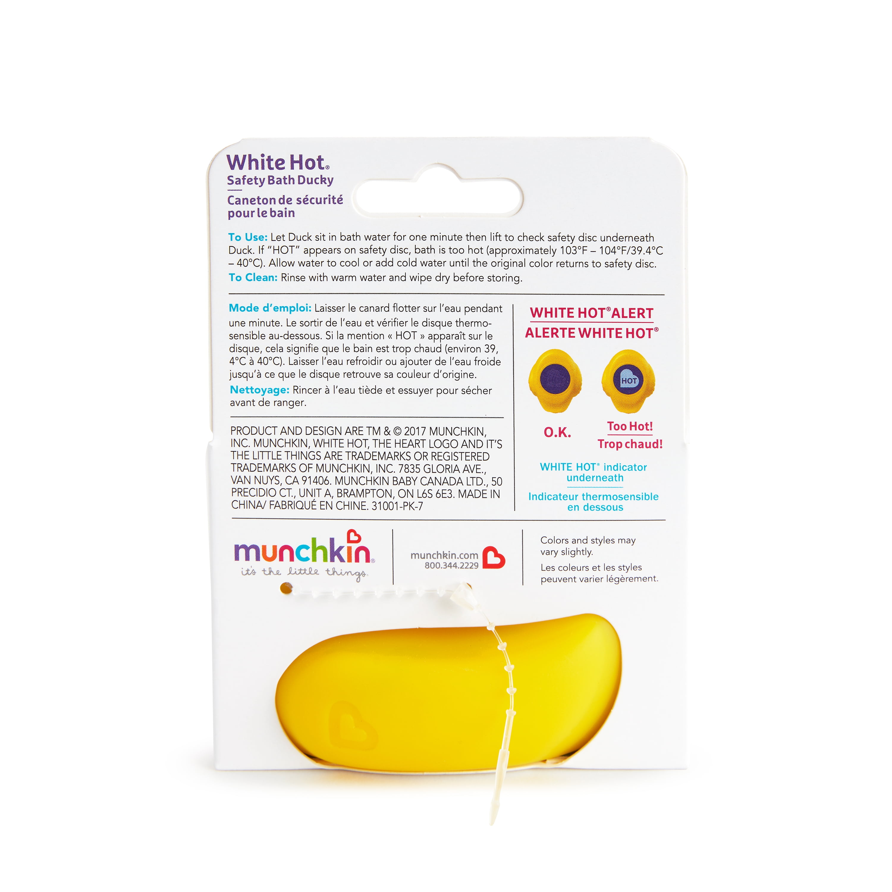 Munchkin White Hot Safety Bath Ducky Toy for Babies, Yellow, Unisex