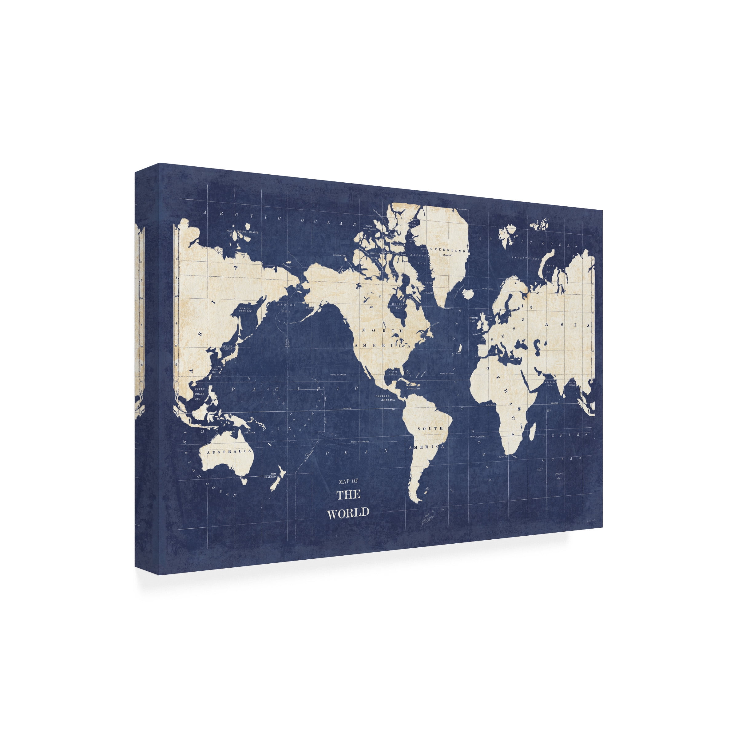 Sue Schlabach 'Blueprint World Map - No Border' Canvas Art