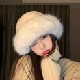 thumbnail image 6 of MANNYA Woman Thicken Bucket Hat Plush Fisherman Hat Keep Warm Hat for Girls Shopping, 6 of 20