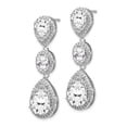 thumbnail image 2 of Cheryl M 925 Sterling Silver Rhodium Plated Fancy Teardrop CZ Dangle Post Earrings; for Adults and Teens; for Women and Men, 2 of 3