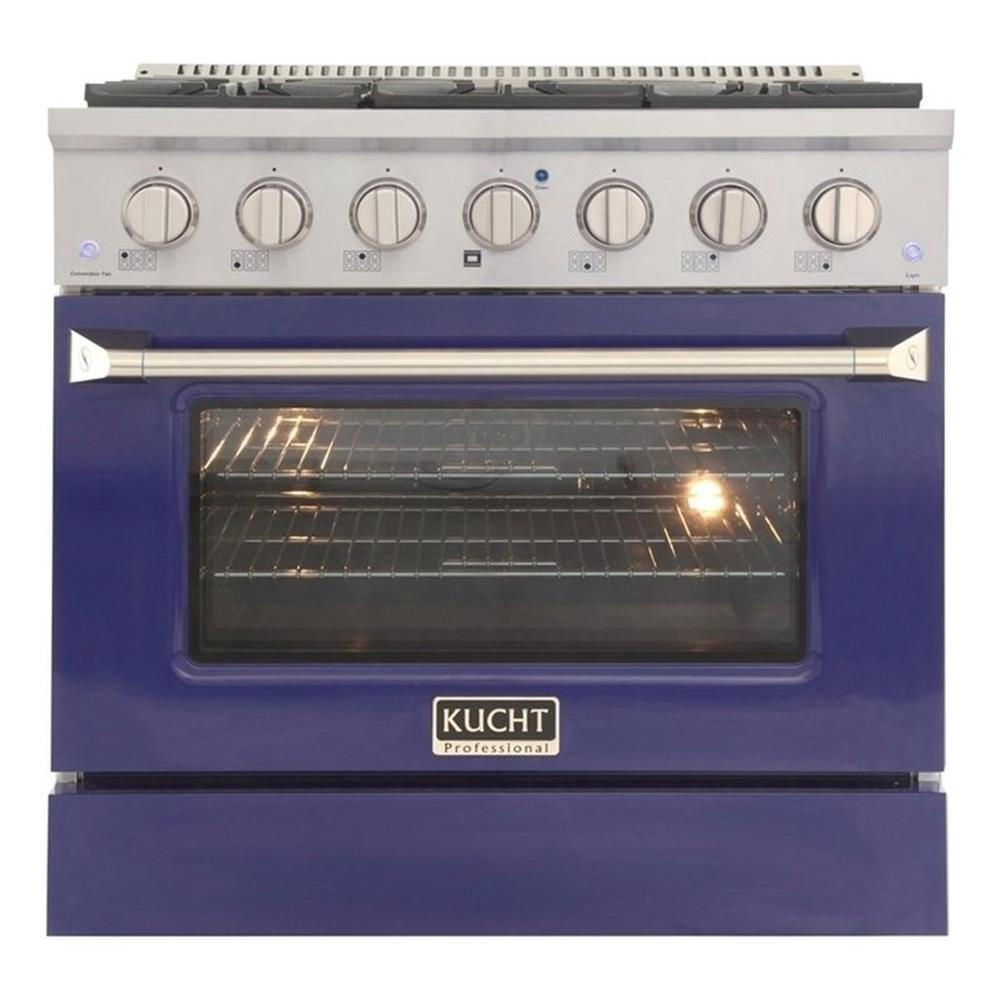 Pemberly Row 36" 5.2 cu. ft. Dual Fuel Range Propane Gas Sealed Burners in Blue