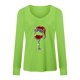 thumbnail image 4 of Puntoco Moda Mujer Cuello en V Camiseta de manga larga Otoño Impresión Blusa suelta tops Puntoco Puntoco-4966, 4 of 5