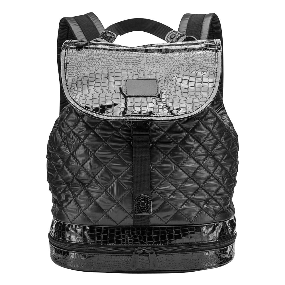 Quilted Backpack Multipurpose Daypacks Travel Backpack Purse Black