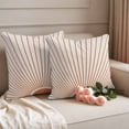 thumbnail image 2 of Sunlight Lines Outdoor Waterproof Pillow Covers, Orange Sunset Abstract Striped Art Decorative Square Throw Pillowcase Sofa Cushion Sham for Patio/Couch/Chair, 18"x18" 2 Pack, 2 of 8