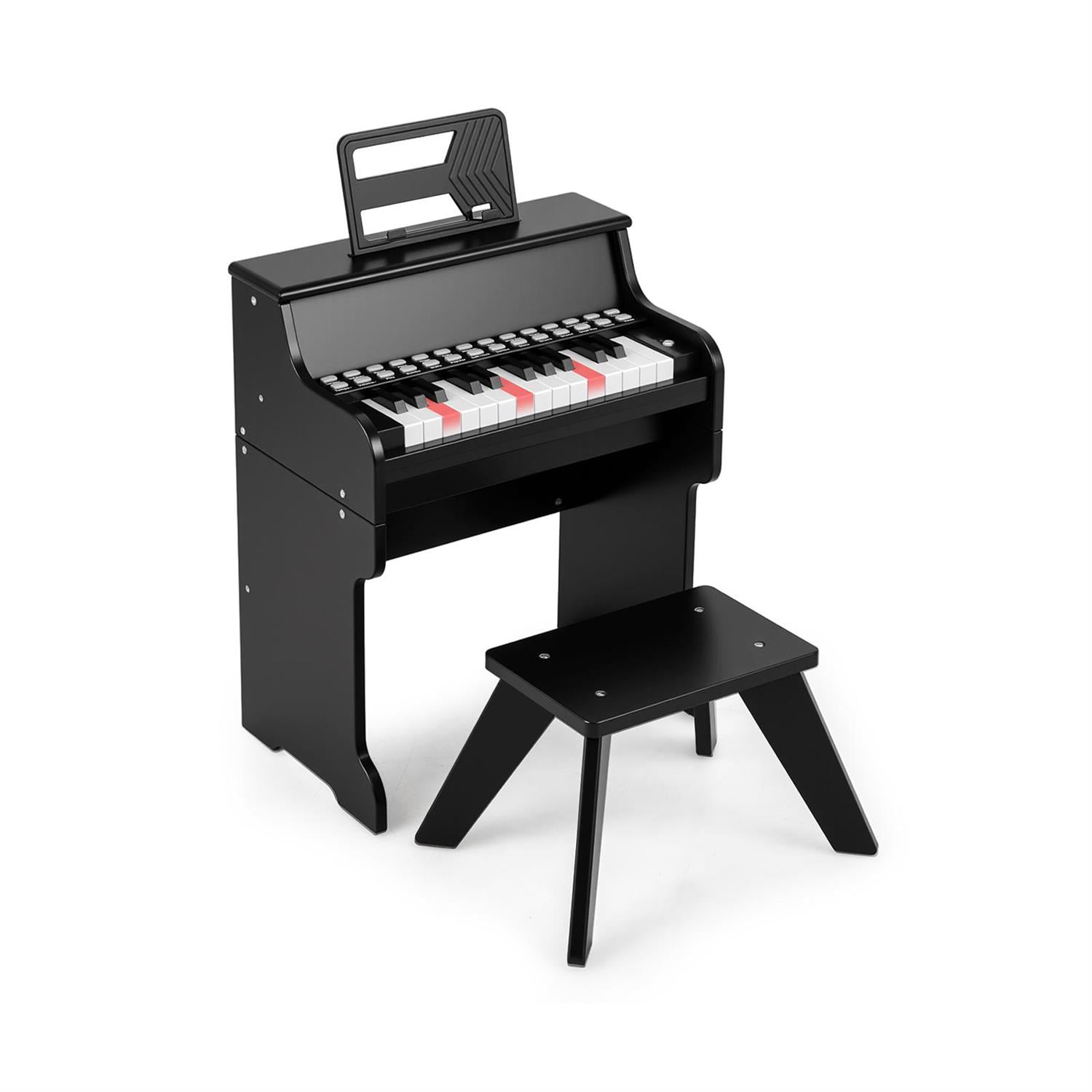 Spaco 25-Key Kids Piano with Stool, Adjustable Speed & Volume, Record/Playback, Sturdy Design, Music Enlightenment, Black