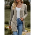 thumbnail image 3 of Diconna Women Fashion V-Neck Cardigan Solid Color Rib Long Sleeve Sweater Button-Down Fall Casual Soft Knit Coat, 3 of 7