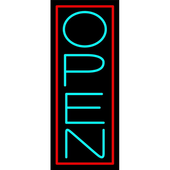 Pink Border With Aqua Vertical Open LED Neon Sign 24 x 10 - inches, Clear Edge Cut Acrylic Backing, with Dimmer - Bright and Premium built indoor LED Neon Sign for storefront.
