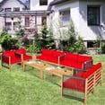 thumbnail image 1 of Costway 8 PCS Acacia Wood Patio Conversation Set w/Cushions for Garden Red, 1 of 10
