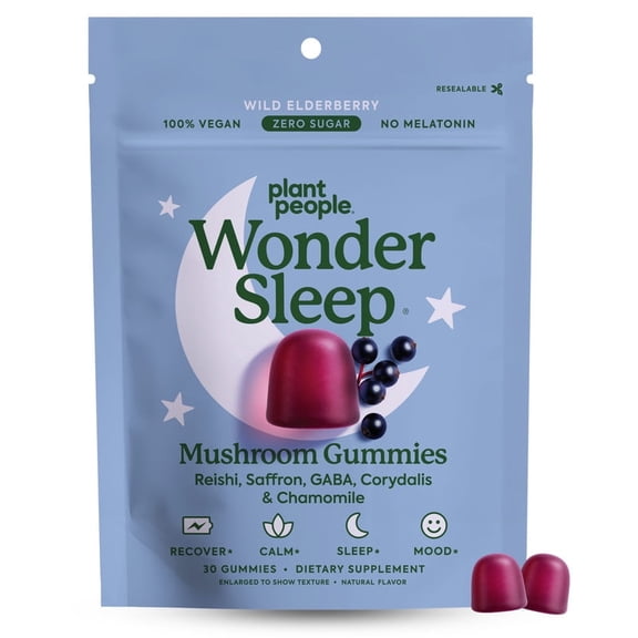 Plant People WonderSleep Mushroom Gummies, Wild Elderberry, 30ct