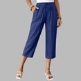 thumbnail image 2 of Pantalones de Cintura Elásticos de Pierna Ancha para Mujeres Trabajo Casual Pata Ancha Recortada Viaje Senderismo con Bolsillos Pantalon, 2 of 9