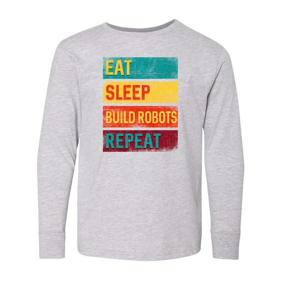 Inktastic Robotics Eat Sleep Build Robots Repeat Long Sleeve Youth T-Shirt