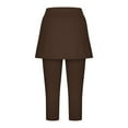 thumbnail image 5 of Wyobmus Women Tennis Skirted Leggings Comfy High Waisted Capri Yoga Leggings Tennis Skorts Active Gym Capri Tights With Mini Skirt B-Coffee, 5 of 6