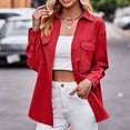 thumbnail image 2 of Diufon Womens Fall Shirts Solid Color Coats Lapel Collar Button Long Sleeve Jackets with Pockets, 2 of 7