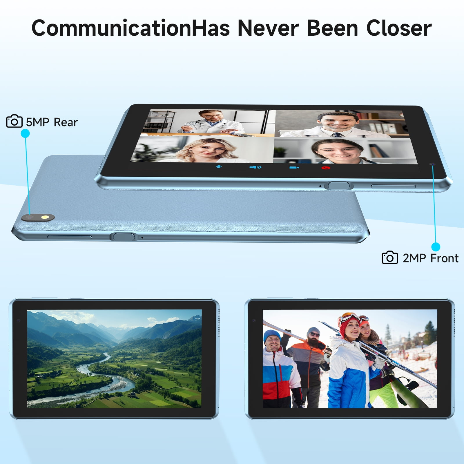 Tablet 7 inch Android 12.0 Tablet, 4GB+32GB ROM （1TB Expand）, Quad-Core, WiFi, GMS, Dual Camera, Educational, Games BLUE