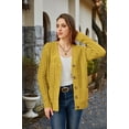 thumbnail image 5 of Women's Long Sleeve Cable Knit Sweater Open Front Cardigan Button Loose Outerwear, 5 of 6