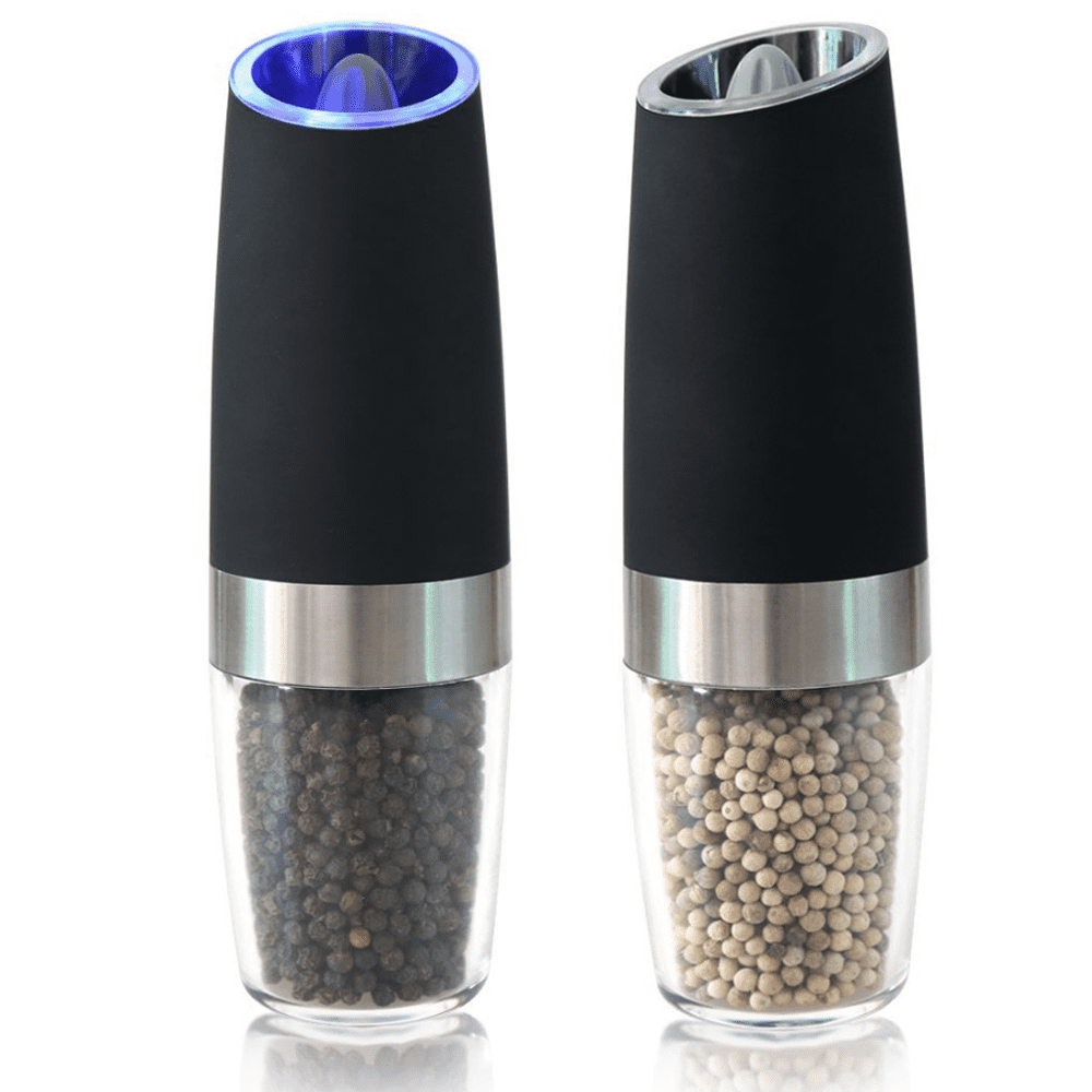 Gravity Electric Salt and Pepper Grinder Set with Adjustable Automatic Pepper and Salt Mill