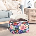 thumbnail image 3 of Yayeee Collapsible Cube Storage Bin with Lid Fabric Closet Decorative Basket with Handles, Vibrant Pink Floral Pattern, 3 of 7
