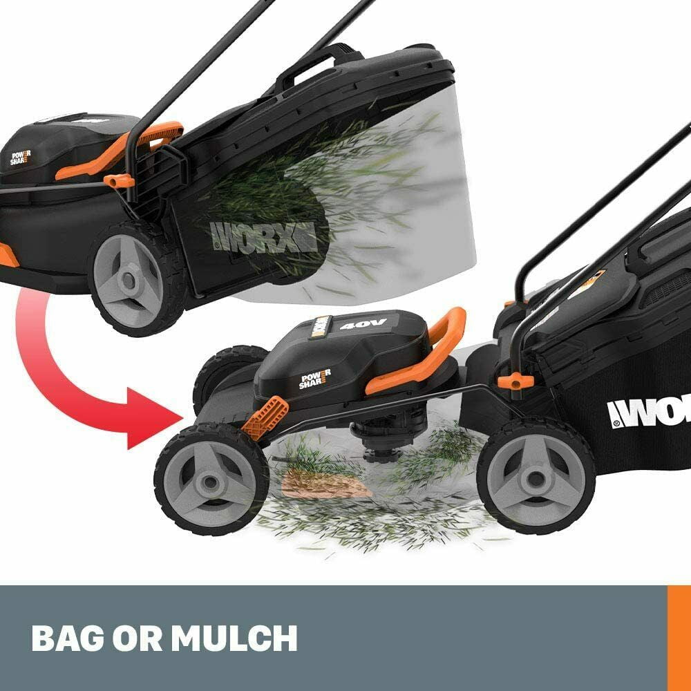 Worx WG911 40V Power Share Lawn Mower and 20V Grass Trimmer Combo Kit Battery and Charger Included