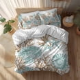 thumbnail image 2 of Teal Starfish Shell Duvet Cover Set Full Size Brown Watercolor Coral Summer Coastal Soft Lightweight Comforter Covers 4 Piece Bedding Set with 1 Duvet Cover 1 Bed Sheet & 2 Pillow Shams, 2 of 8