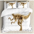 thumbnail image 3 of Dinosaur Duvet Cover Set Twin Size, Fossil Dino Skeleton Bones Realistic Image Dangerous Dead Extinct Reptile, Decorative 2 Piece Bedding Set with 1 Pillow Sham, Pale Brown White, by Ambesonne, 3 of 3