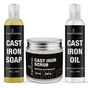 Culina Supreme Cast Iron Care Set: Restoring Scrub, Cleaning Soap & Conditioning Oil , Best for Cleaning Care, Washing & Restoring , 100% Plant-Based , for Cast Iron Cookware, Skillets, Pans & Grills!