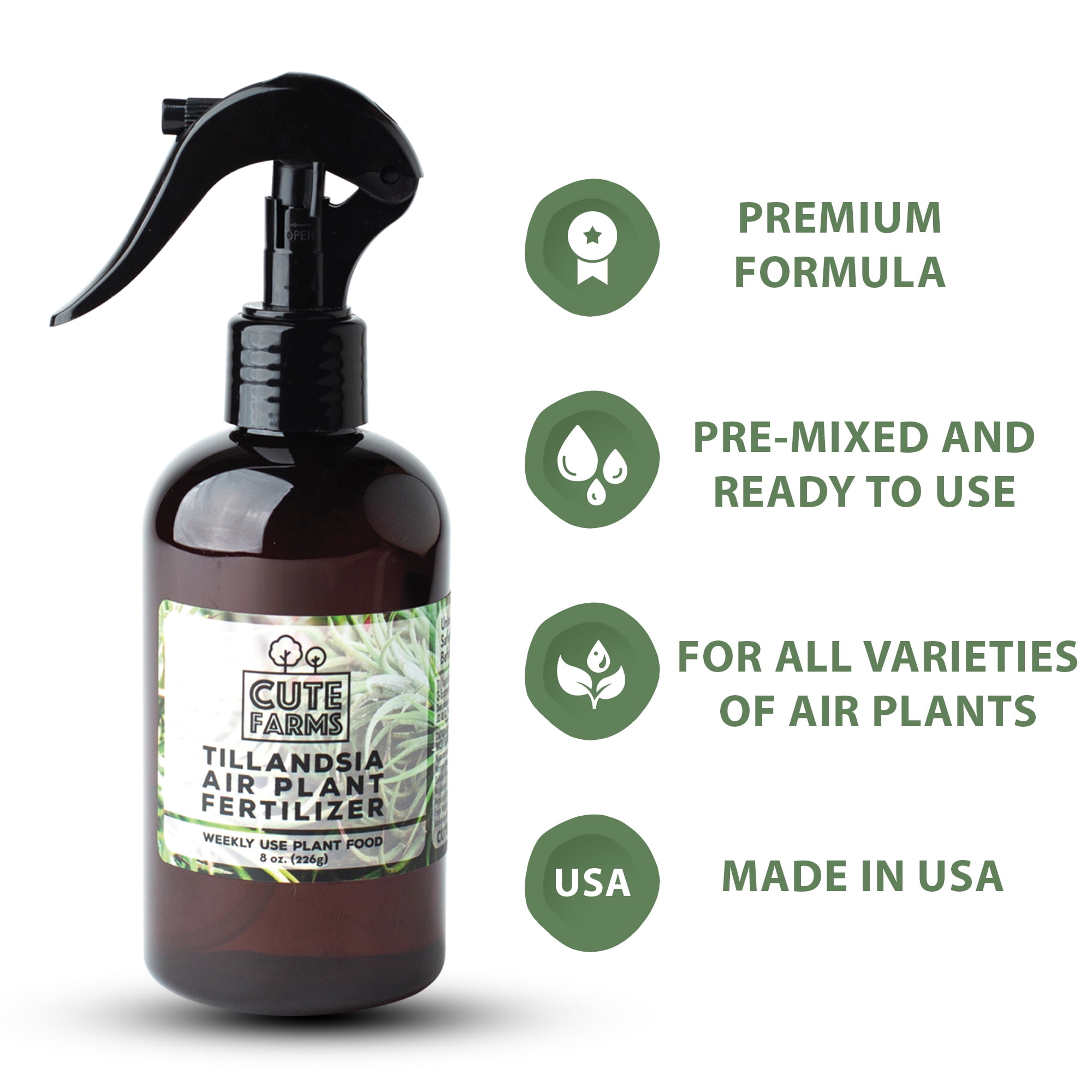 Cute Farms Tillandsia Air Plant Fertilizer - Weekly Use (Three - 8 oz. Spray Bottle)