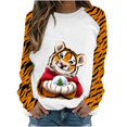 thumbnail image 1 of Blusa de manga larga con estampado de cuello redondo para mujer Pompotops gfhjh17044, 1 of 4