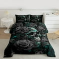 thumbnail image 2 of Homewish Anniversary Grey Rose Full Size Comforter Sets, Skeleton Skull Bedding Comforter Set, Gothic Romantic Theme Reversible Bedding Sets, Lightweight Room Decor, 3 Pieces, 2 of 8