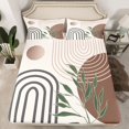 thumbnail image 2 of Homewish Geometric Stripes Circle 4 Pieces Queen Sheet Sets for Female Men Teens,Vintage Aesthetic Ultra Soft Flat Sheet,Botanical Plants Leaves Queen Fitted Sheet,Breathable Home Decor, 2 of 7
