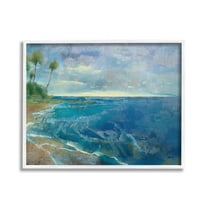 Stupell Industries Modern Pattern Tropics Landscape Painting White Framed Art Print Wall Art, 30 x 24