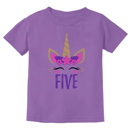 

Gift for 5 Year Old Girl Unicorn 5th Birthday Youth Kids T-Shirt X-Large Violet