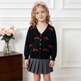 thumbnail image 6 of Gubotare Girls Cardigan Girls Knitted Sweater Cardigan Crew Neck Long Sleeve Button Tops 3T 4T (Black,3-4 Years), 6 of 9