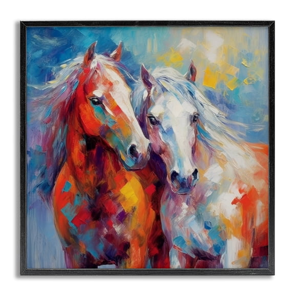 Stupell Industries Abstract Brushed Horses Animals & Insects Painting Gray Framed Art Print Wall Art, 12 x 12