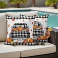 thumbnail image 4 of Fall Truck Outdoor Waterproof Pillow Covers, Plaid Black Orange Pumpkin Thanksgiving Decorative Square Throw Pillowcase Sofa Cushion Sham for Patio/Couch/Chair, 26"x26" 2 Pack, 4 of 8