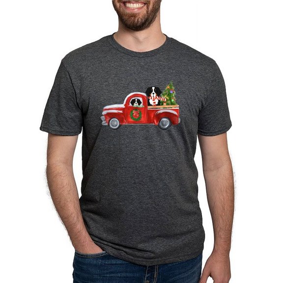 CafePress - Christmas Berner Red Truck T Shirt - Mens Tri-blend T-Shirt
