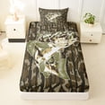 thumbnail image 3 of Feelyou Largemouth Bass Fish Twin Sheet Sets for Men, Farmhouse Wooden Camo Bedding, Brown Green, 3-Piece, 3 of 5