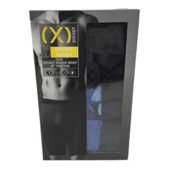 2(X)IST Mens 9 Inseam Sport Boxer Brief 3-pack Stretch, Multicolor, M 32-34