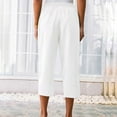 thumbnail image 4 of Petite Linen Pants for Women - Summer Straight Leg Cropped Capris, White Linen Pants for Women Petite Summer Casual Cotton Straight Leg Cropped Pants with Button Pockets, 4 of 5