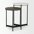 thumbnail image 3 of Mercana Larkin Marble & Dark Brown Wood Tabletop Nesting End/Side Table in White, 3 of 7