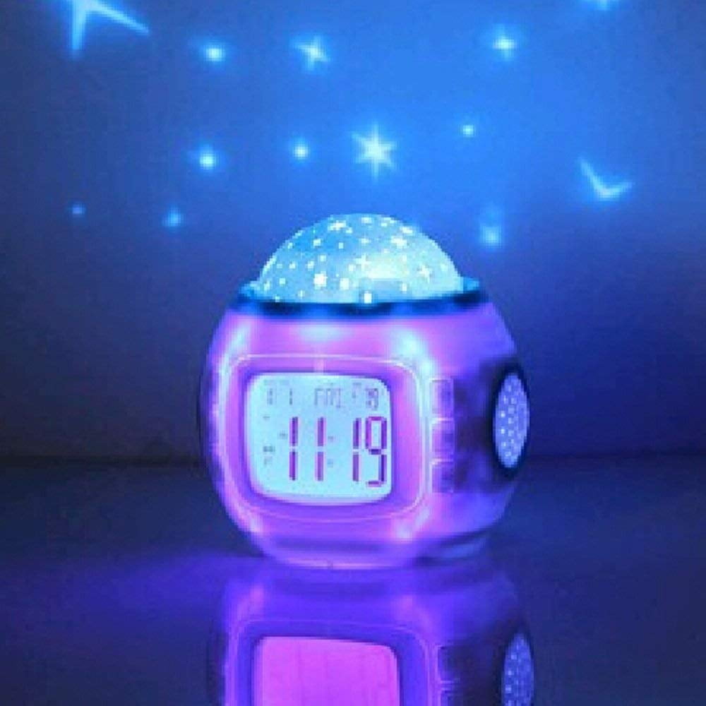 Lamp Bedroom Alarm Clock Night Light Projectorwith Music Romantic