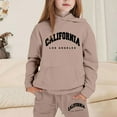 thumbnail image 2 of lnmuld Two Piece Outfits Stylish Girls Hooded Sweatshirt Outfit with Letter Print Design for Everyday Casual Wear Comfortable Childrens Clothing Set Solid Color Size:3-4 Years, 2 of 4