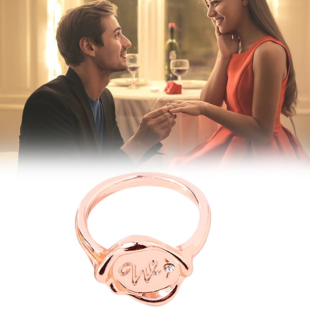 Anillos para mujer, regalos para mujer, anillo de 26 flores con letras inglesas, pulsera de diamantes de oro rosa, anillo de pareja con letras, pendientes de aleación