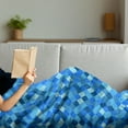thumbnail image 3 of Blue Soft Flannel Fleece Throw Blanket, Abstract Geometrical Hexagonal Squared Shapes Image Ombre Style Art, Cozy Plush for Indoor and Outdoor Use, 60" x 80", Turquoise Dark Blue, by Ambesonne, 3 of 5