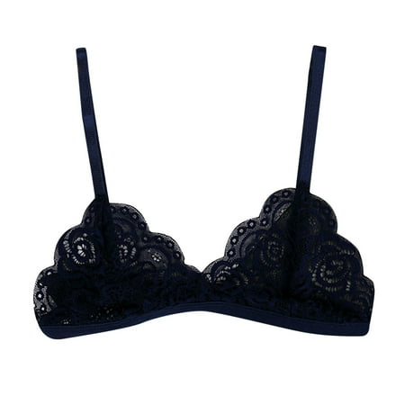 BYHONG Women s Fashion Bra Crop Top Padded Triangle Floral Lace Bralette Shape Wear Lingerie Underwear Womens Underwear Blue One Size